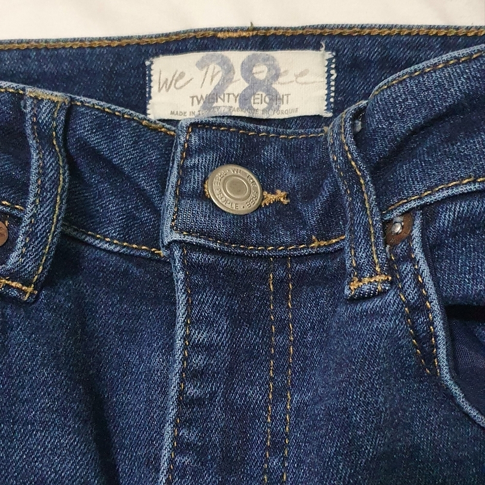 We The Free High Rise Skinny Jeans Jeggings Raw Hem Dark Wash - Picture 4 of 6
